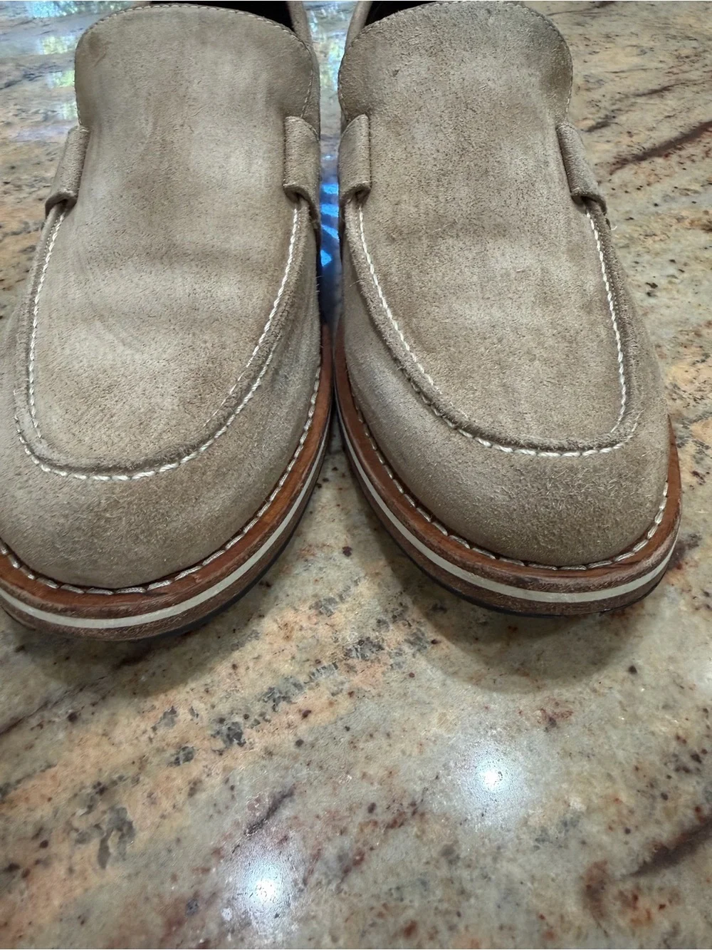 Men's Helm Suede Penny Loafers in Taupe - Casual Dress Slip-Ons Size 12